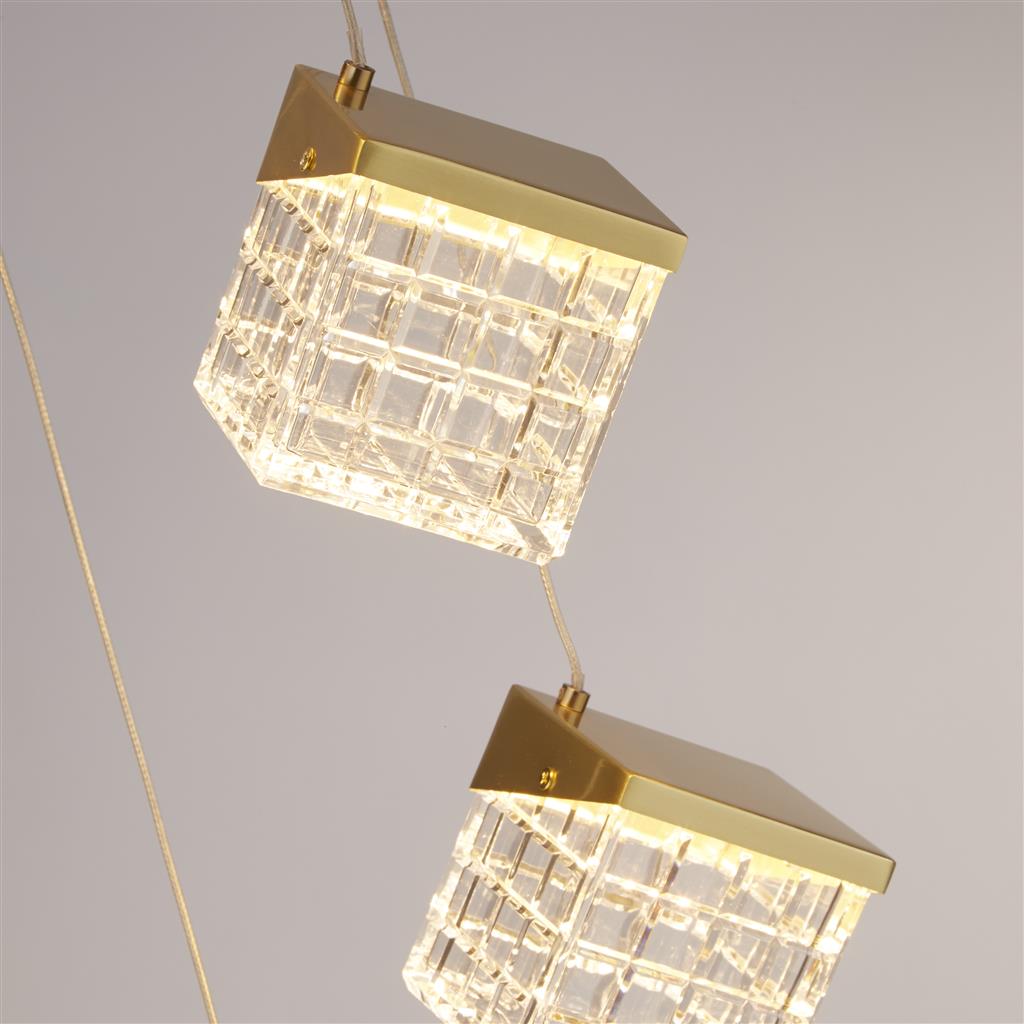 Cuboid 5-Light Satin Brass LED Pendant