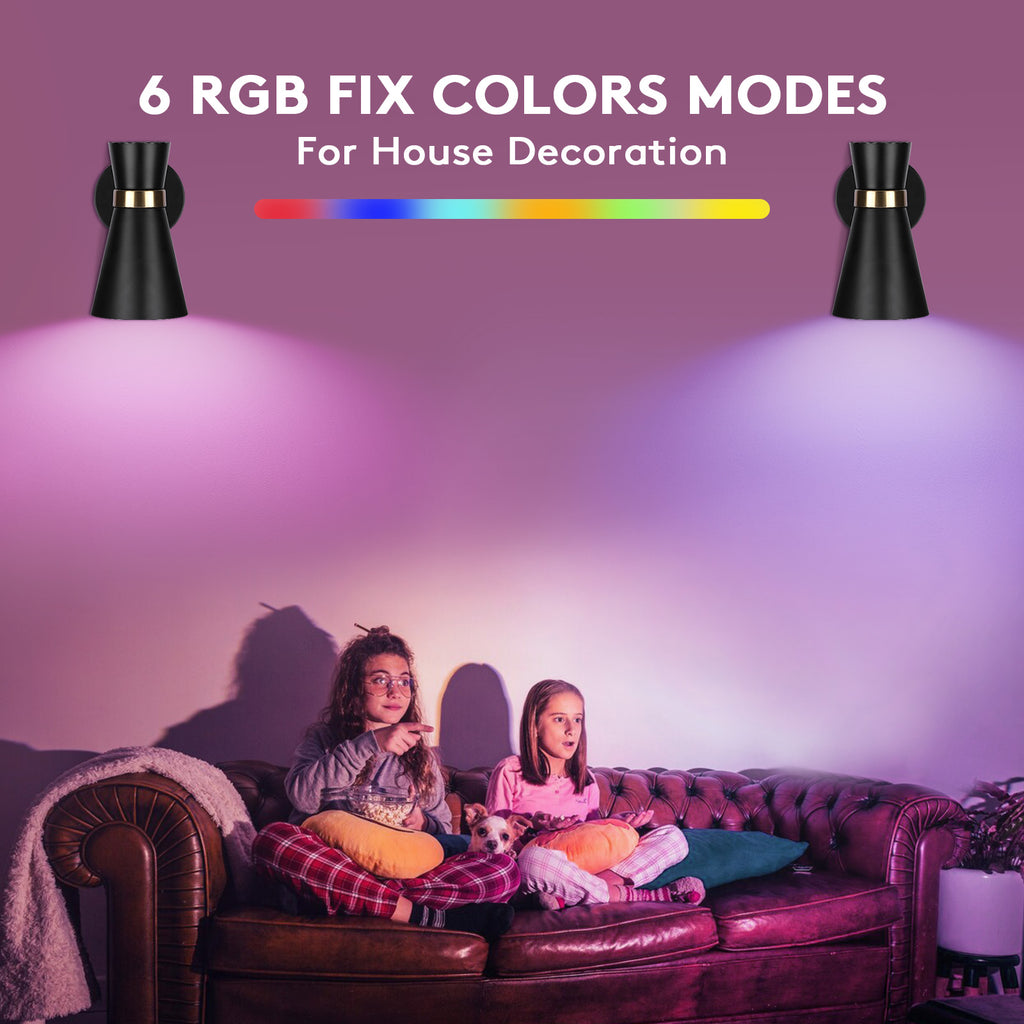 Battery Operated Wall Sconce Set of 2, Modern Decor Black with Gold Wireless Sconce