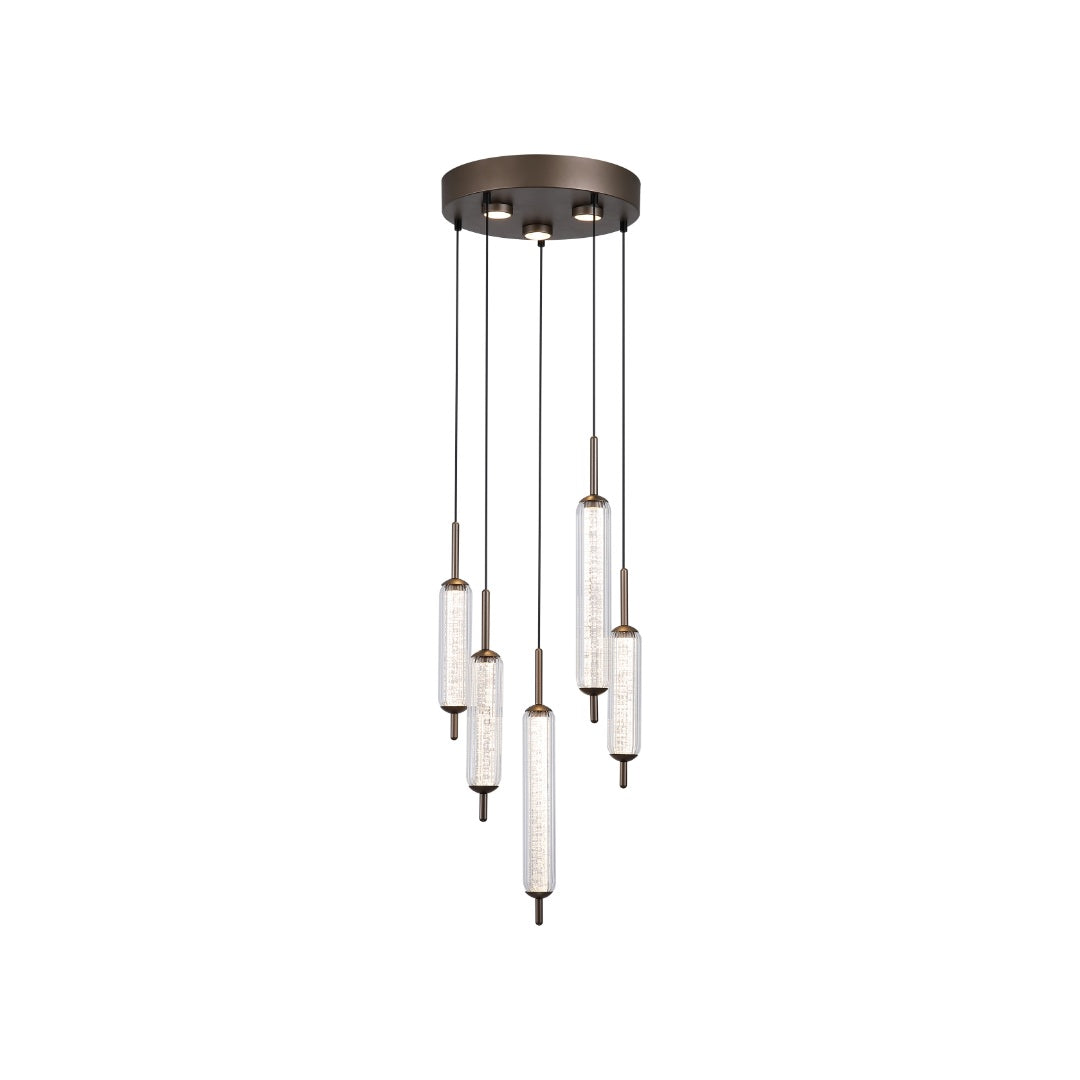 Cattail 5-Light Neutral and Clear LED Pendant