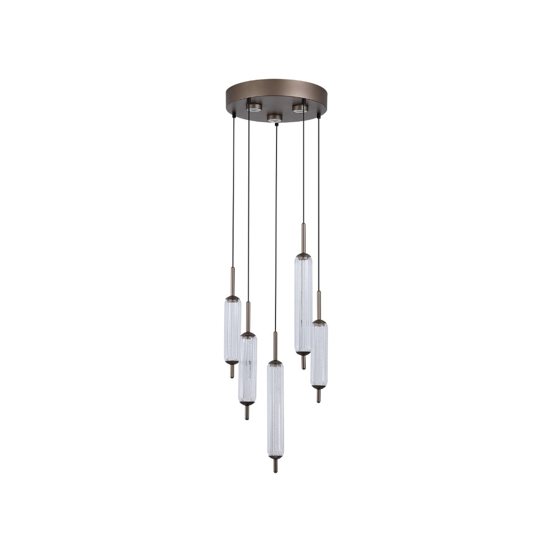 Cattail 5-Light Neutral and Clear LED Pendant