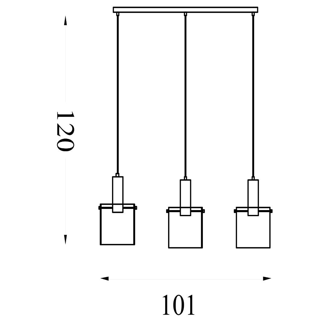 Sweden 3-Light Brown Bar Pendant