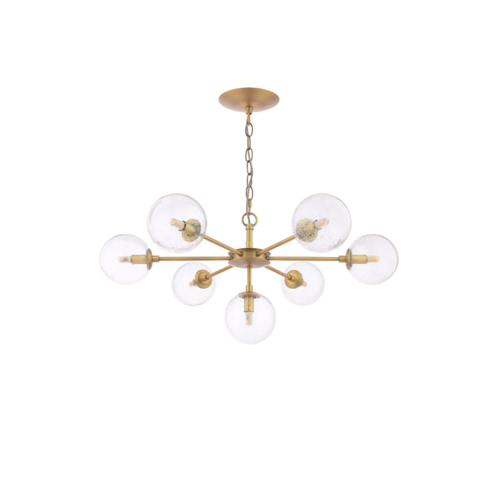 Ophelia 7-Light Warm Brass and Glass Pendant