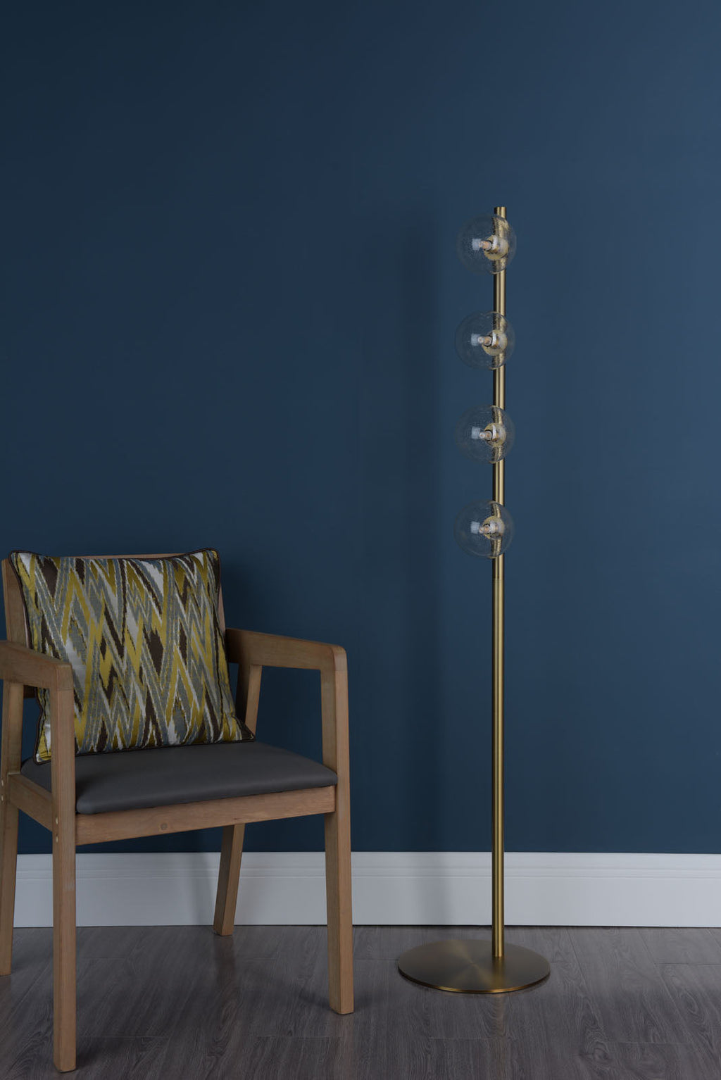 Ophelia 4-Light Warm Brass Floor Lamp