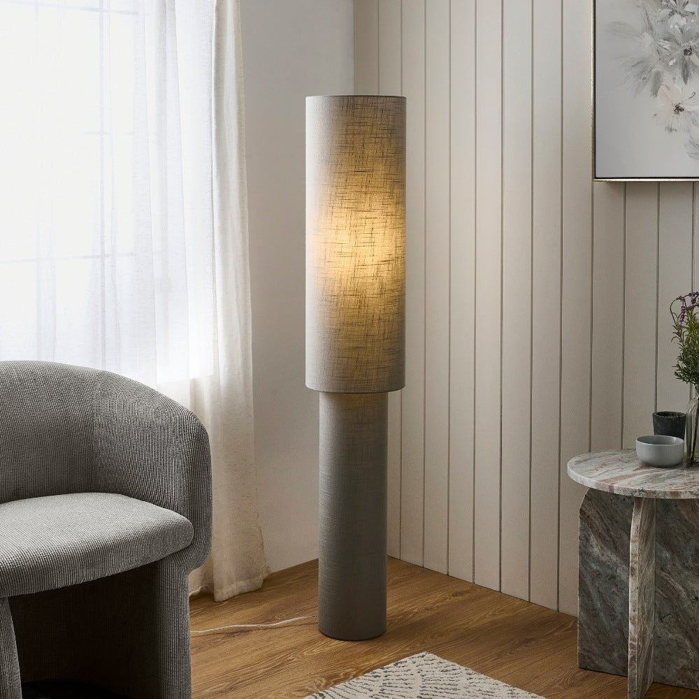 Buxton Grey Column Floor Lamp