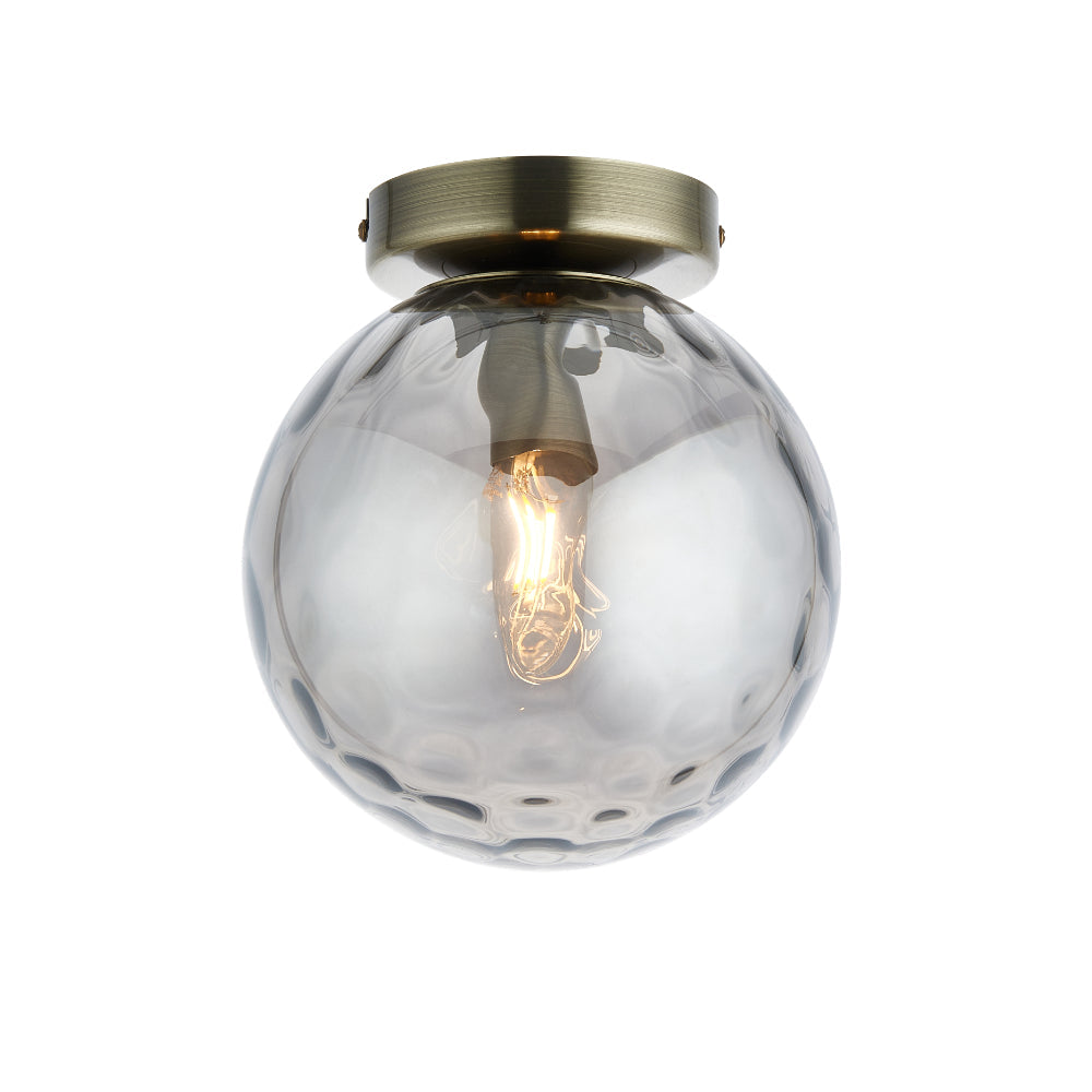 Tamara Antique Brass Flush Ceiling Light