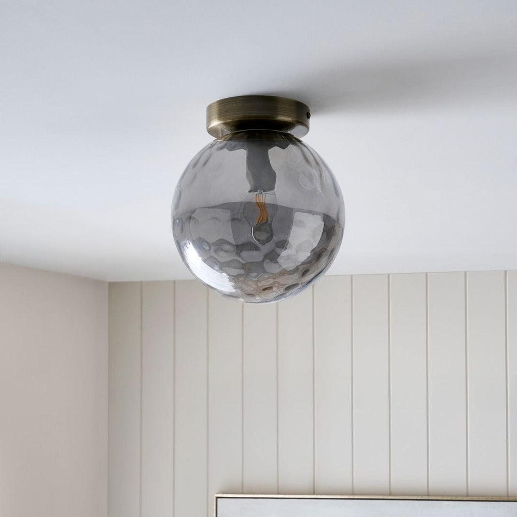 Tamara Antique Brass Flush Ceiling Light