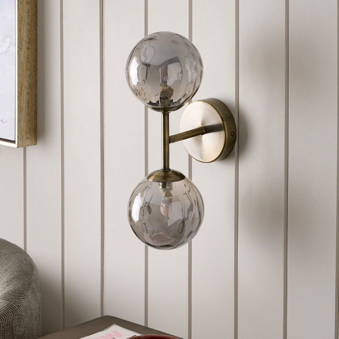 Tamara 2-Light Antique Brass Wall Light