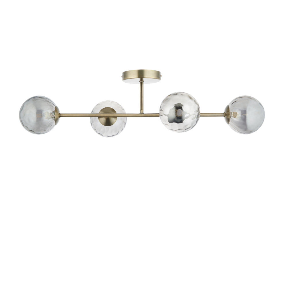 Tamara 4-Light Antique Brass Semi-Flush Ceiling Light