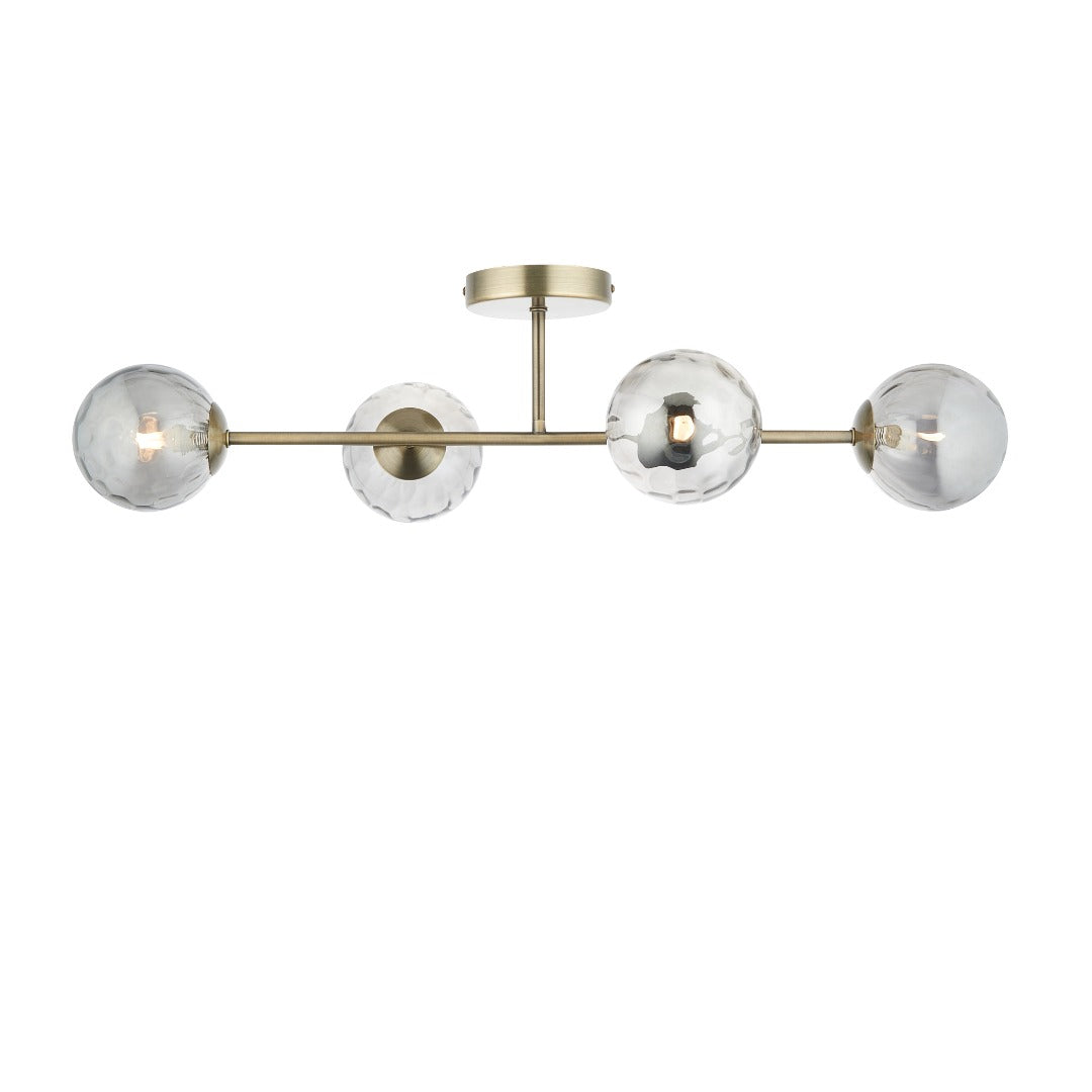 Tamara 4-Light Antique Brass Semi-Flush Ceiling Light