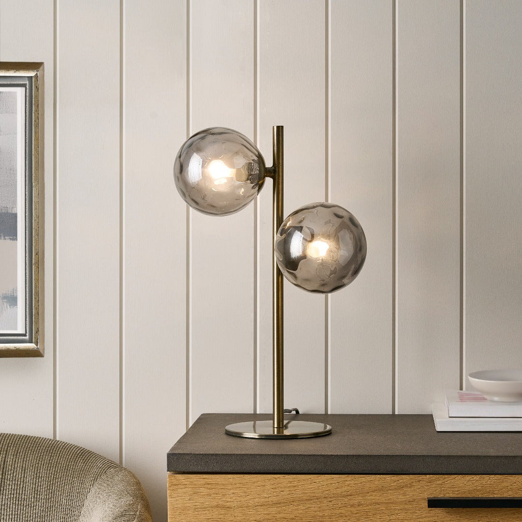 Tamara 2-Light Antique Brass Table Lamp