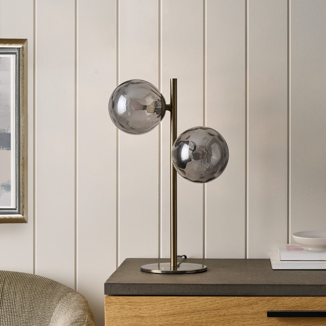 Tamara 2-Light Antique Brass Table Lamp