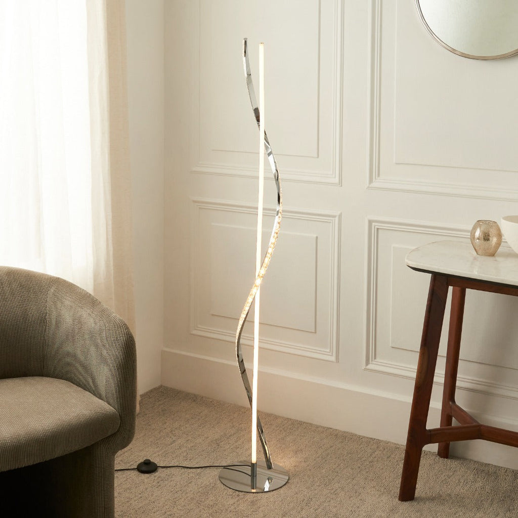 Hyde Chrome And Crystal LED Floor Lamp