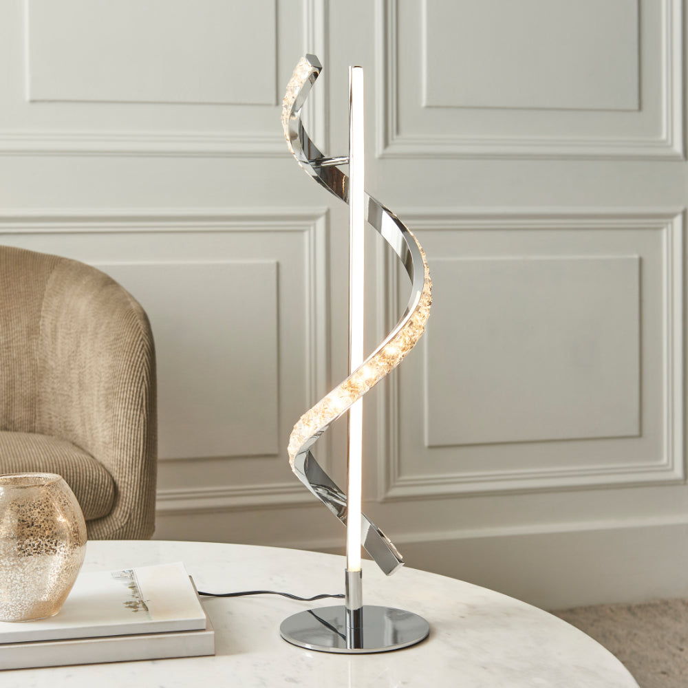 Hyde Chrome And Crystal LED Table Lamp