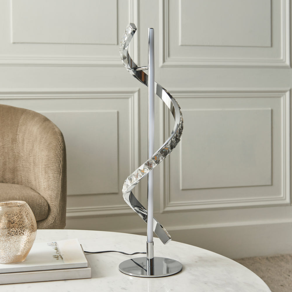 Hyde Chrome And Crystal LED Table Lamp