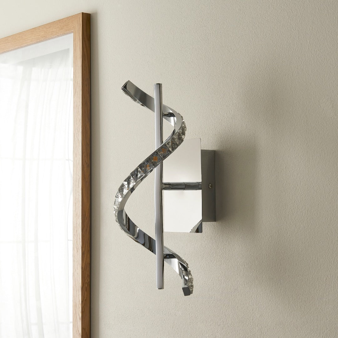 Hyde 1-Light Chrome And Crystal LED Wall Light