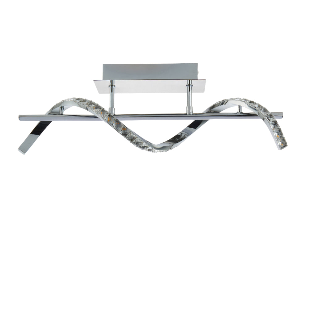 Hyde Chrome And Crystal Semi-Flush LED Ceiling Light