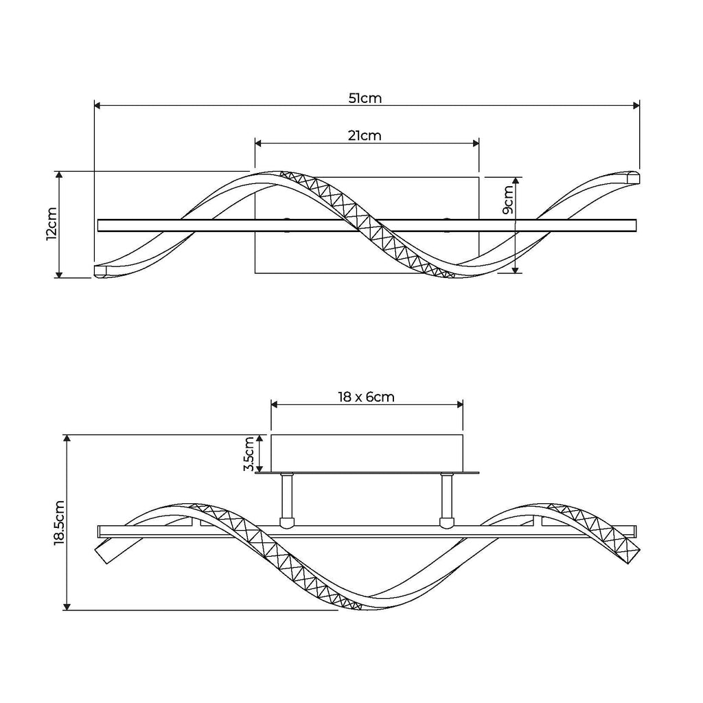 Hyde Chrome And Crystal Semi-Flush LED Ceiling Light