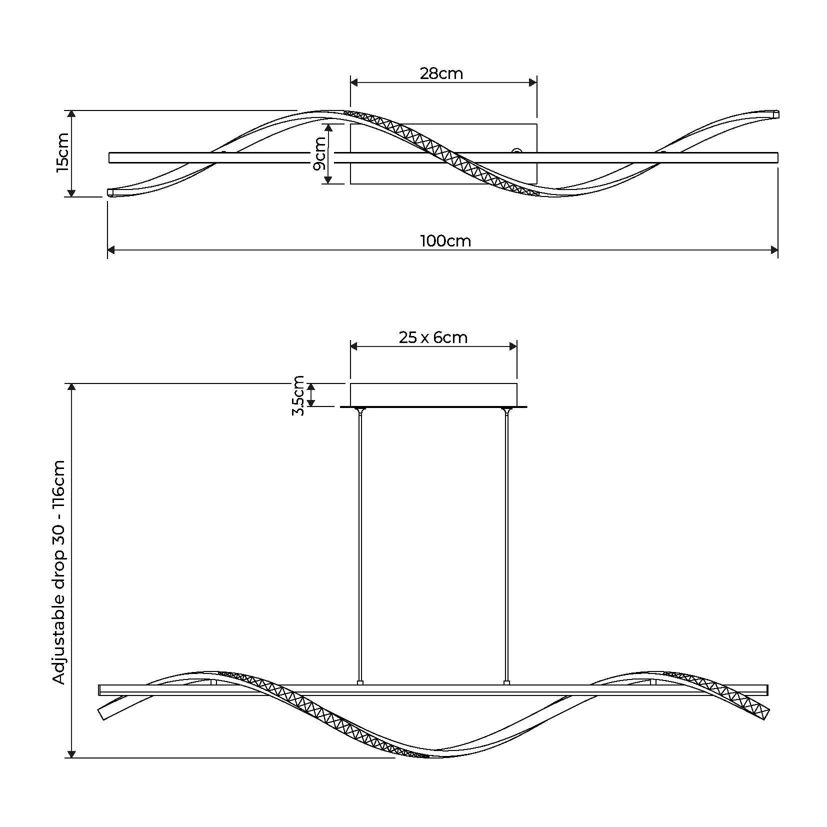 Hyde Chrome And Crystal LED Pendant