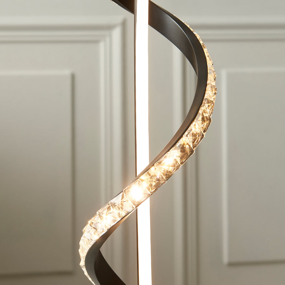 Hyde Matte Black And Crystal LED Table Lamp