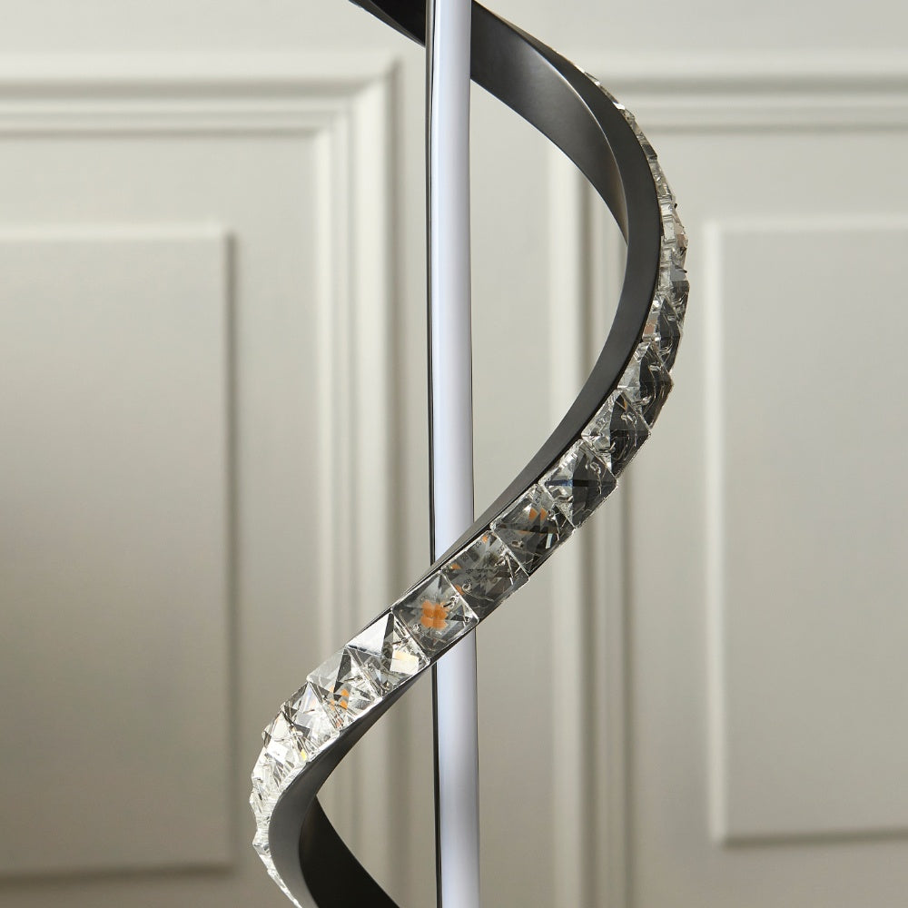 Hyde Matte Black And Crystal LED Table Lamp