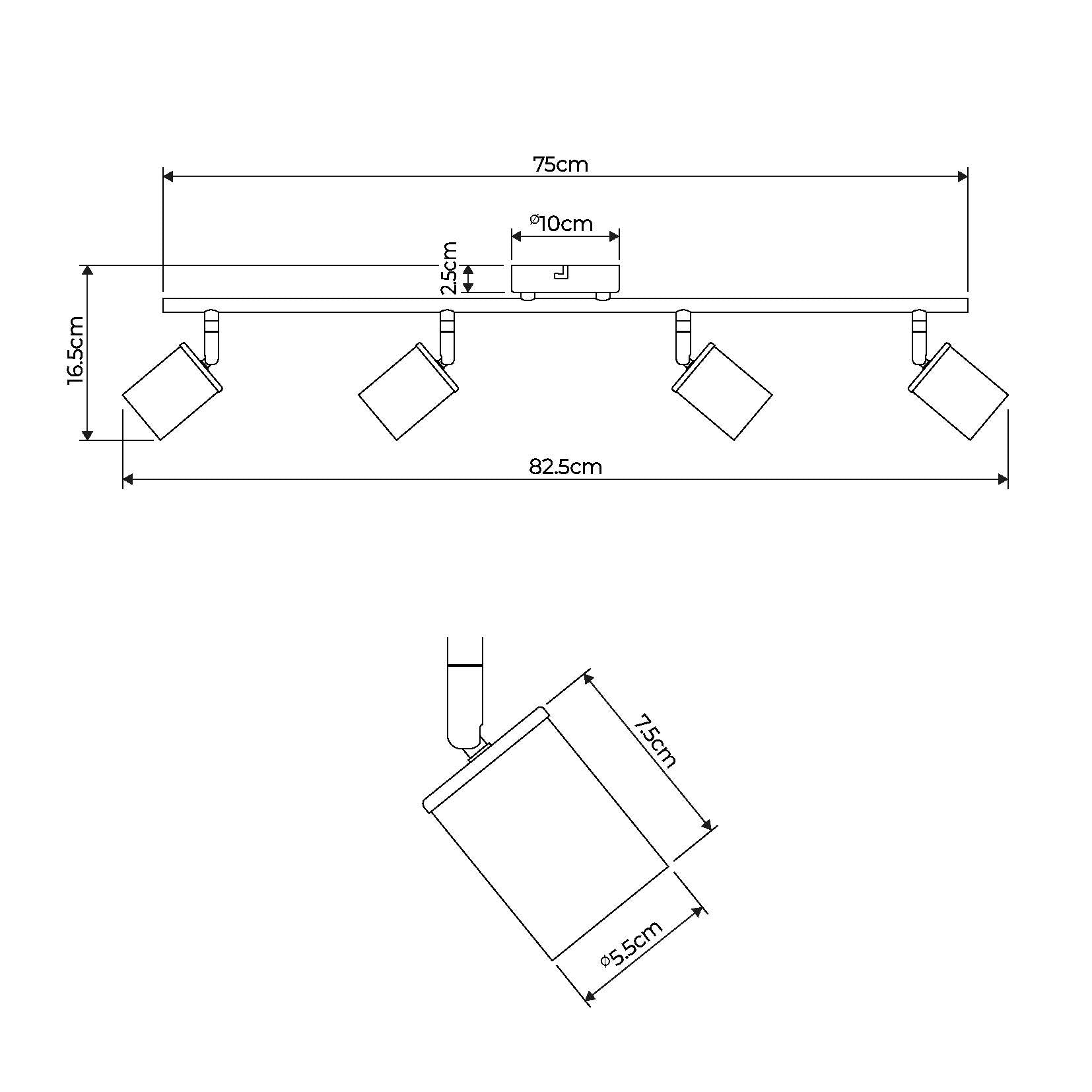 Talbot Matte Black 4-Spot Bar
