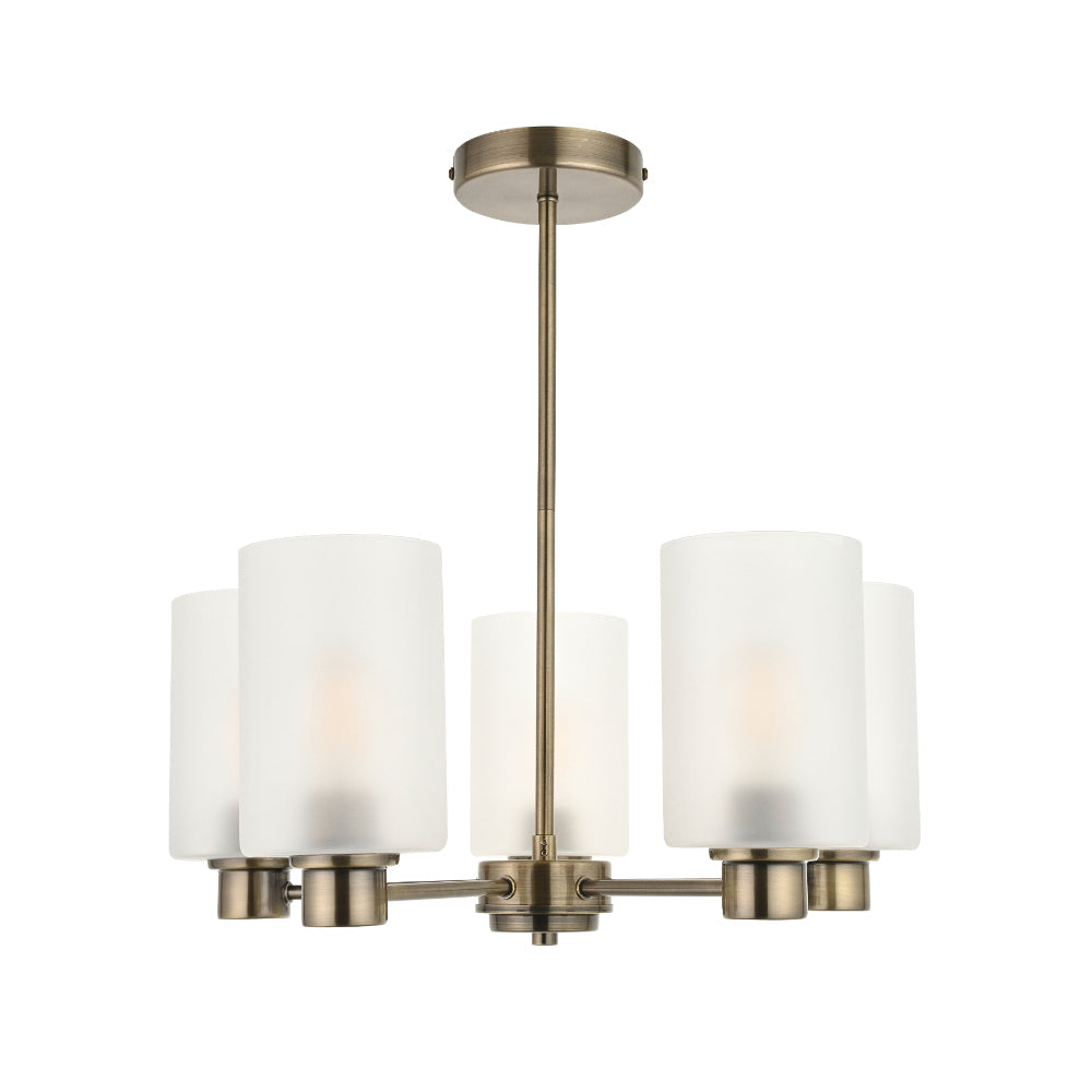Kingsholm 5-Light Antique Brass Semi-Flush Ceiling Light