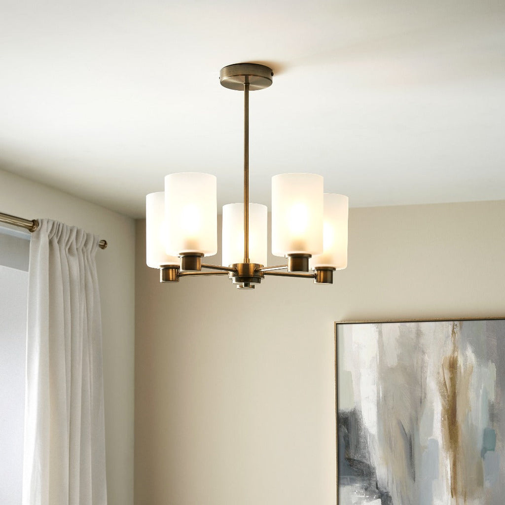 Kingsholm 5-Light Antique Brass Semi-Flush Ceiling Light