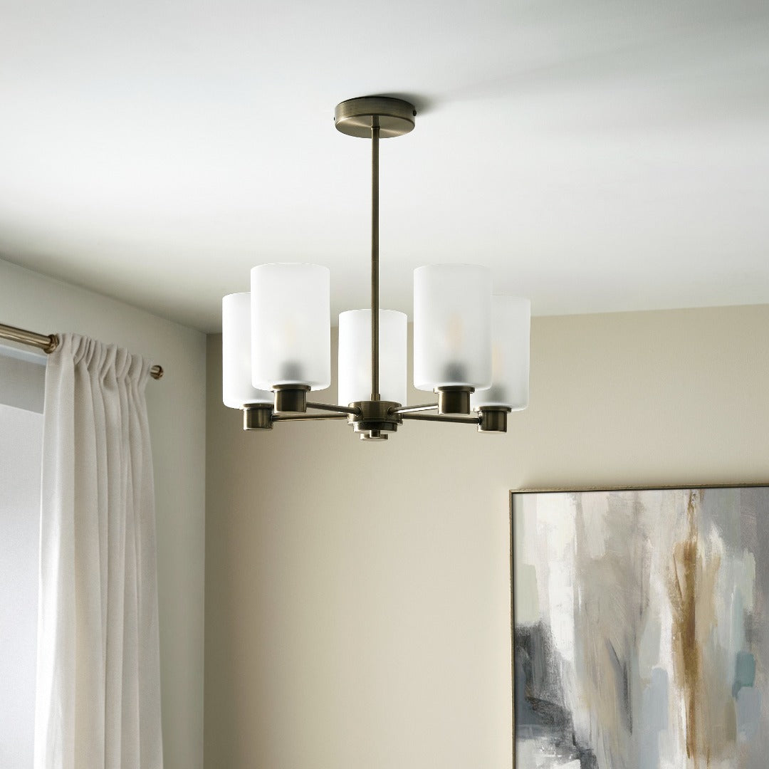 Kingsholm 5-Light Antique Brass Semi-Flush Ceiling Light