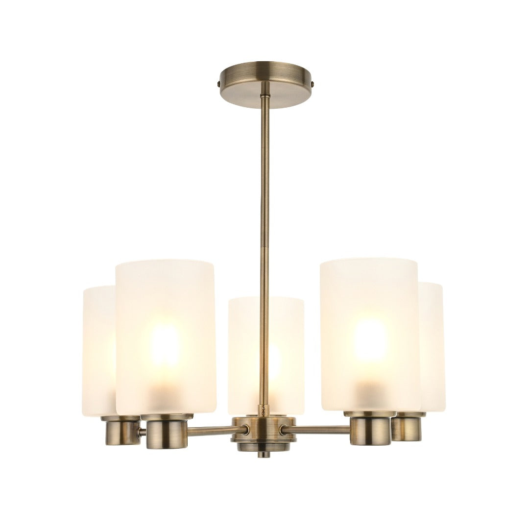 Kingsholm 5-Light Antique Brass Semi-Flush Ceiling Light