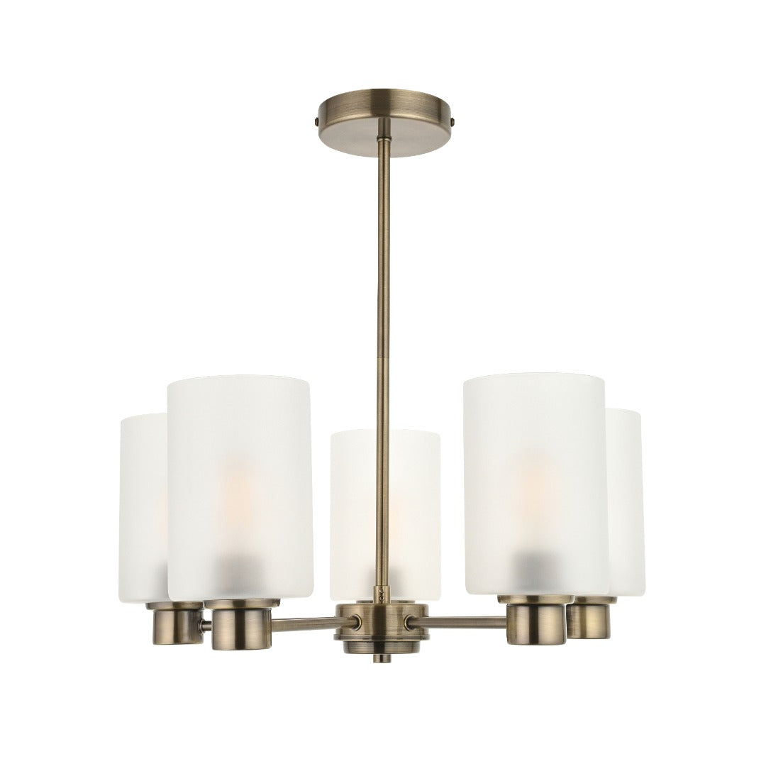 Kingsholm 5-Light Antique Brass Semi-Flush Ceiling Light