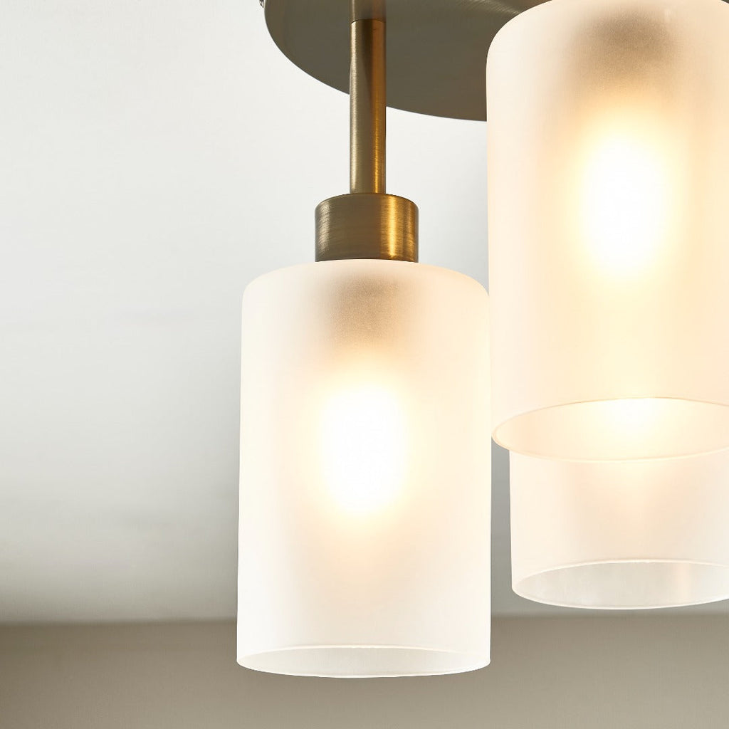 Kingsholm 3-Light Antique Brass Semi-Flush Plate