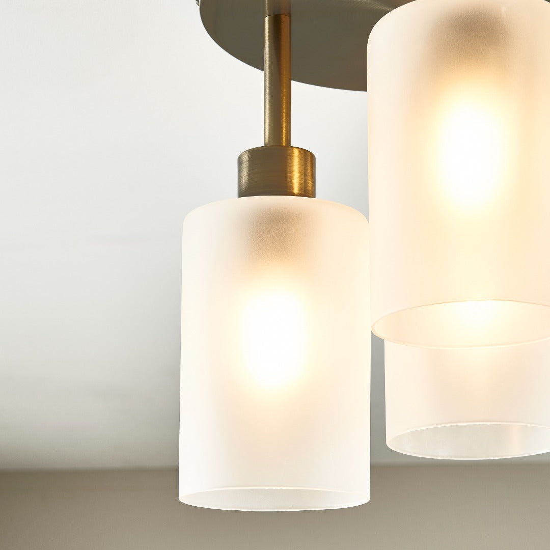 Kingsholm 3-Light Antique Brass Semi-Flush Plate