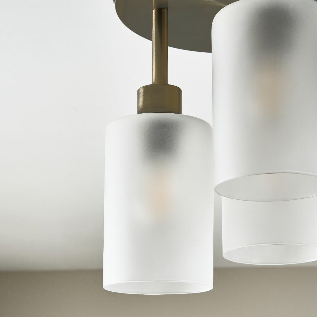 Kingsholm 3-Light Antique Brass Semi-Flush Plate