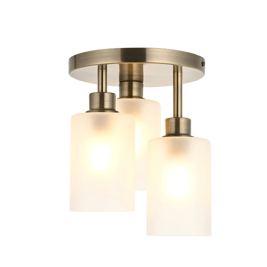 Kingsholm 3-Light Antique Brass Semi-Flush Plate