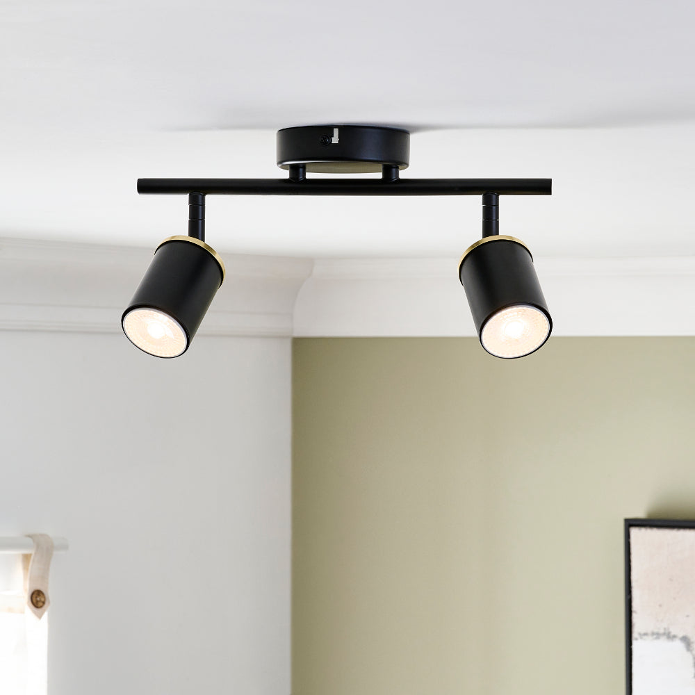 Talbot 2-Light Matte Black Spotlight Bar