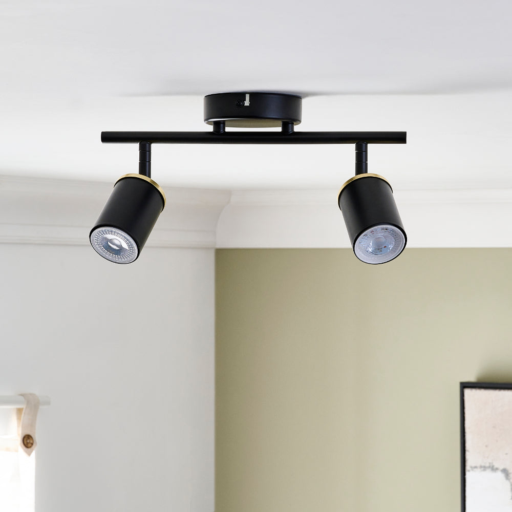 Talbot 2-Light Matte Black Spotlight Bar