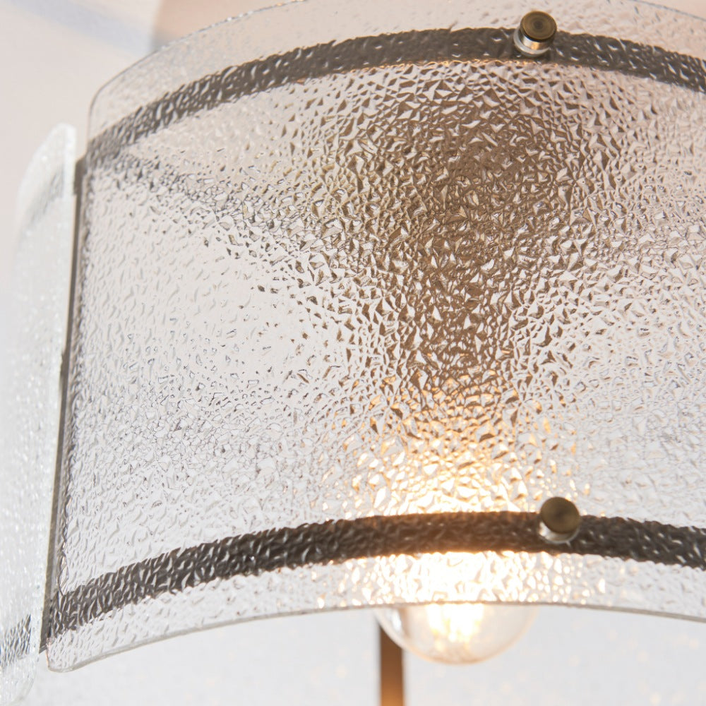 Traynor Clear And Antique Brass Flush Ceiling Light