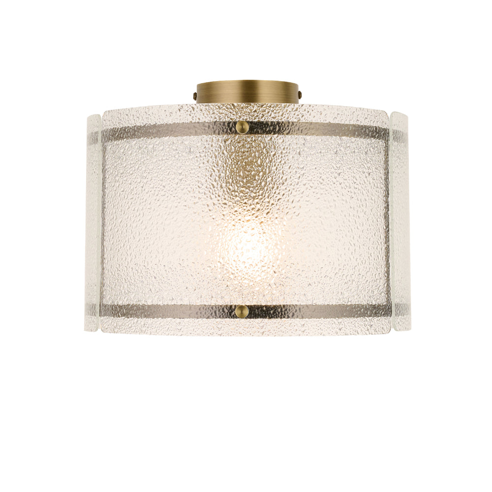 Traynor Clear And Antique Brass Flush Ceiling Light