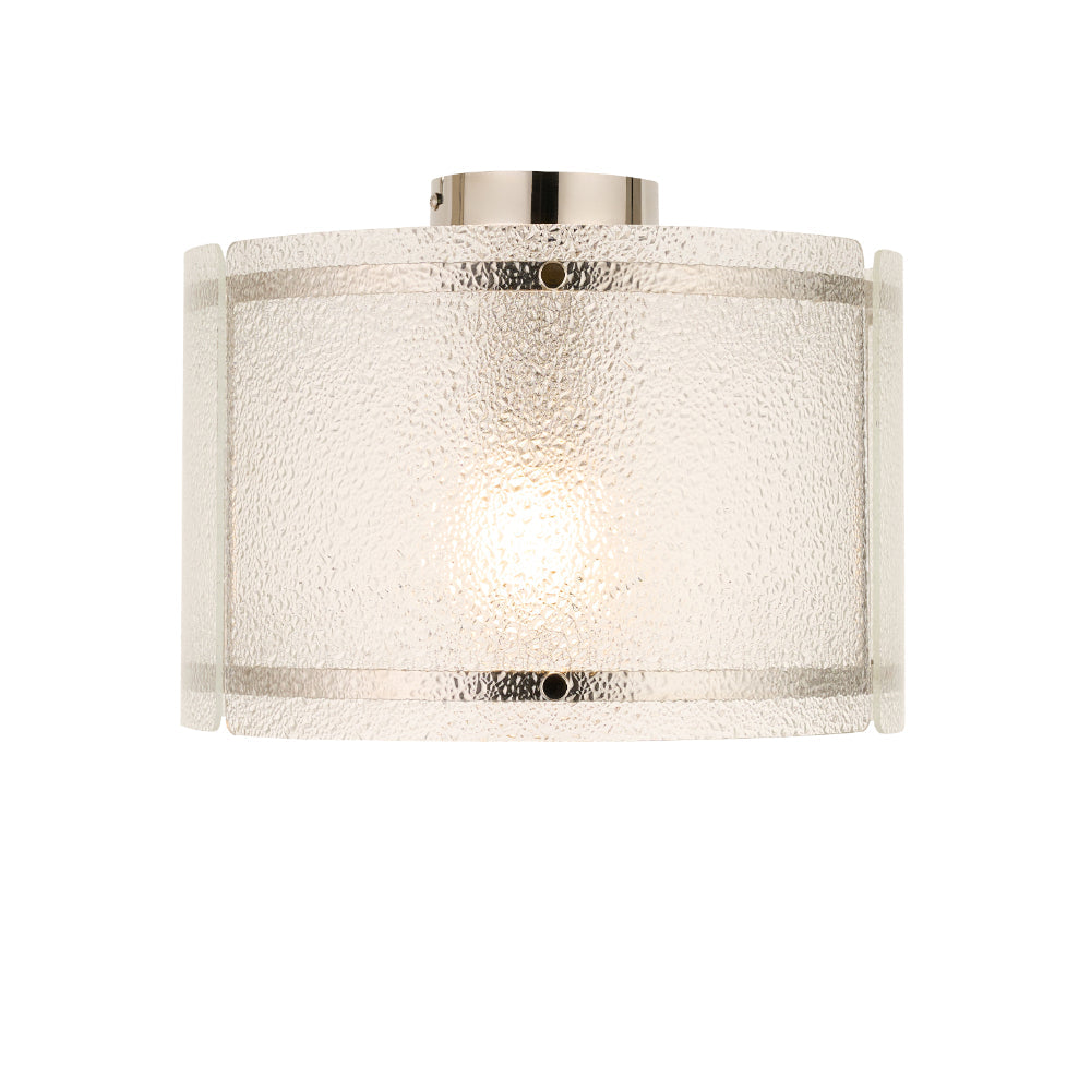 Traynor Clear And Satin Nickel Flush Ceiling Light