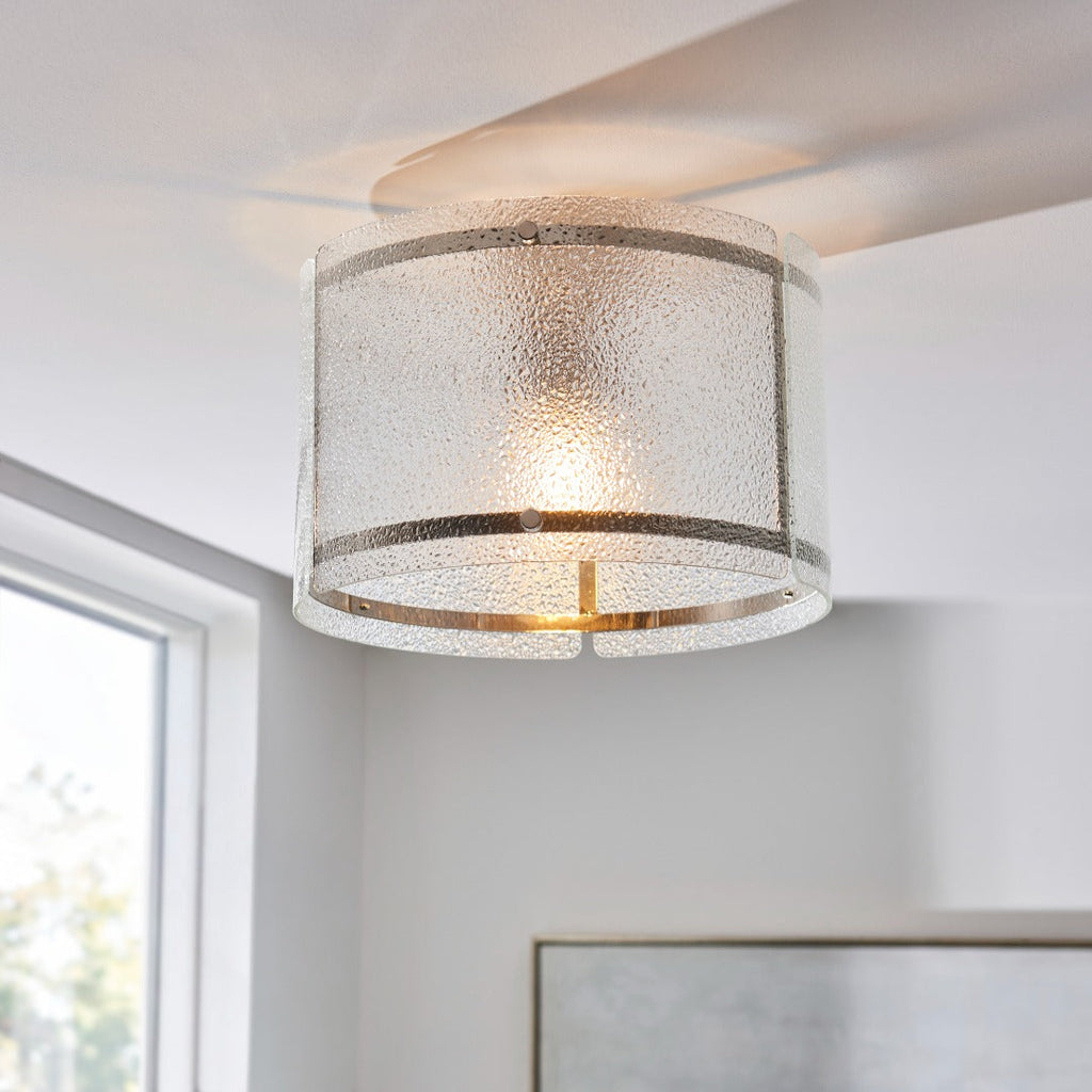 Traynor Clear And Satin Nickel Flush Ceiling Light