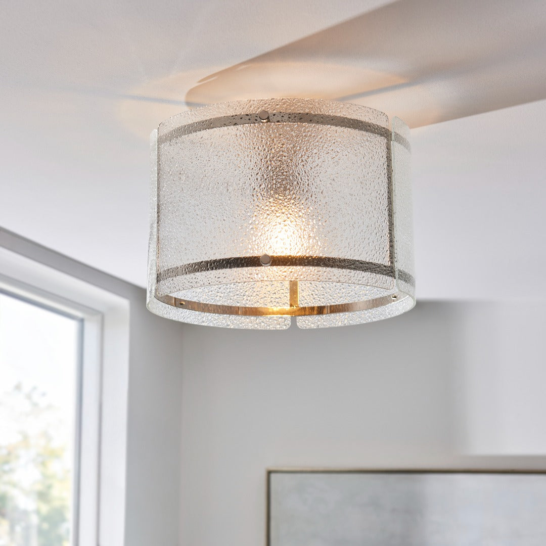 Traynor Clear And Satin Nickel Flush Ceiling Light