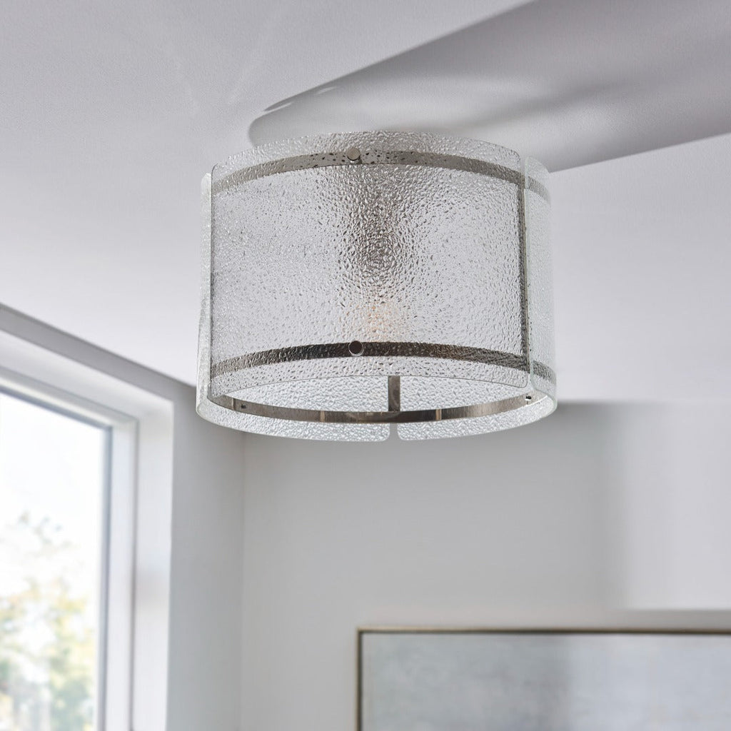 Traynor Clear And Satin Nickel Flush Ceiling Light