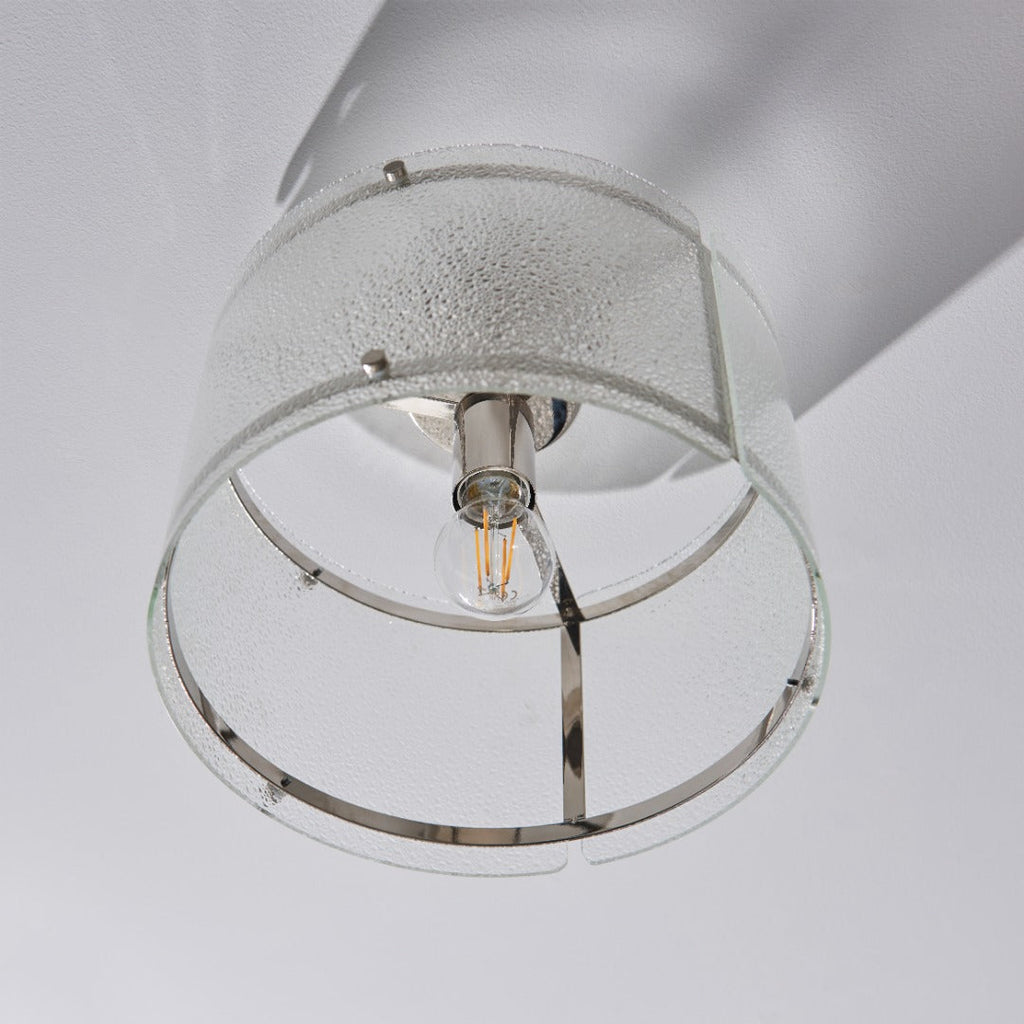 Traynor Clear And Satin Nickel Flush Ceiling Light