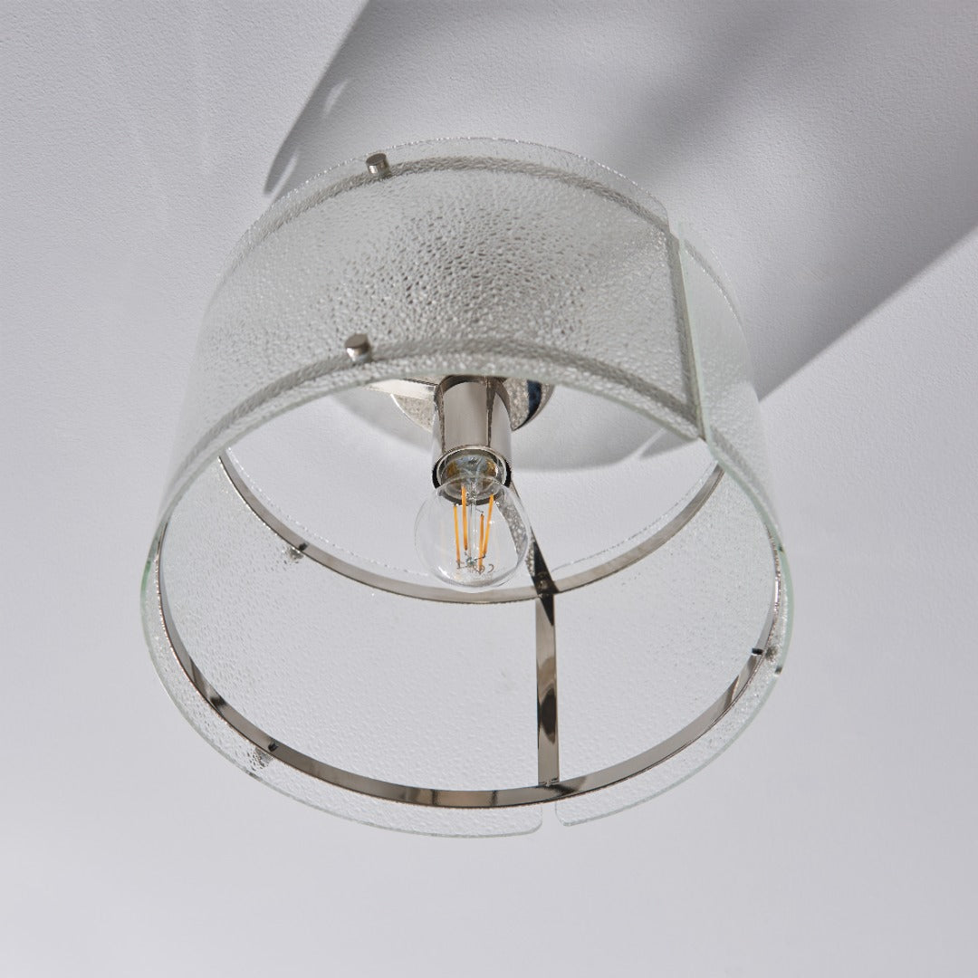 Traynor Clear And Satin Nickel Flush Ceiling Light