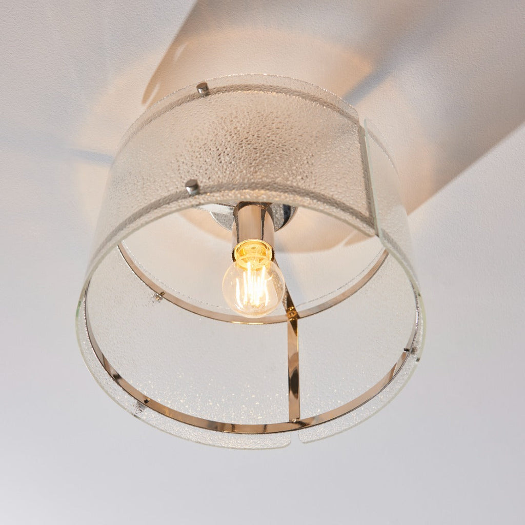 Traynor Clear And Satin Nickel Flush Ceiling Light