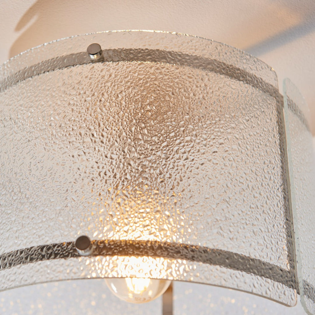 Traynor Clear And Satin Nickel Flush Ceiling Light