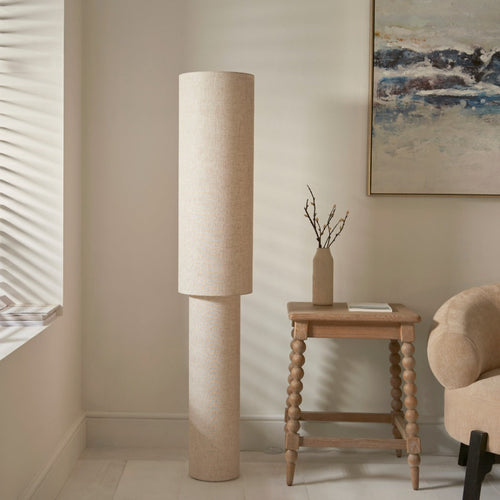 Buxton Natural Faux Linen Column Floor Lamp