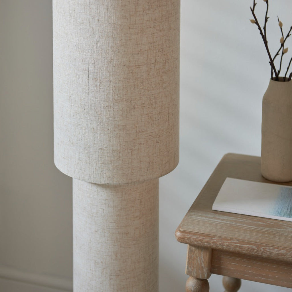 Buxton Natural Faux Linen Column Floor Lamp