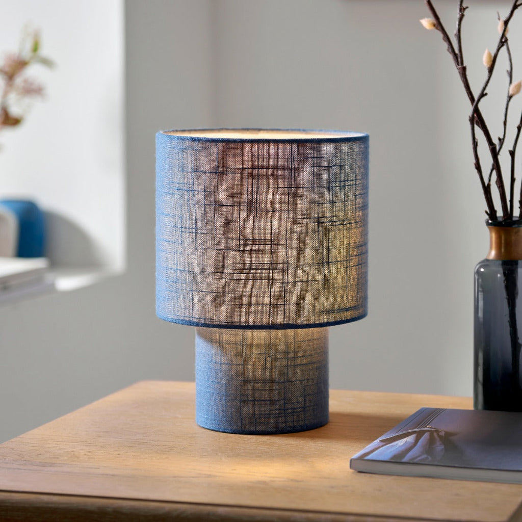 Buxton Navy Faux Linen Table Lamp