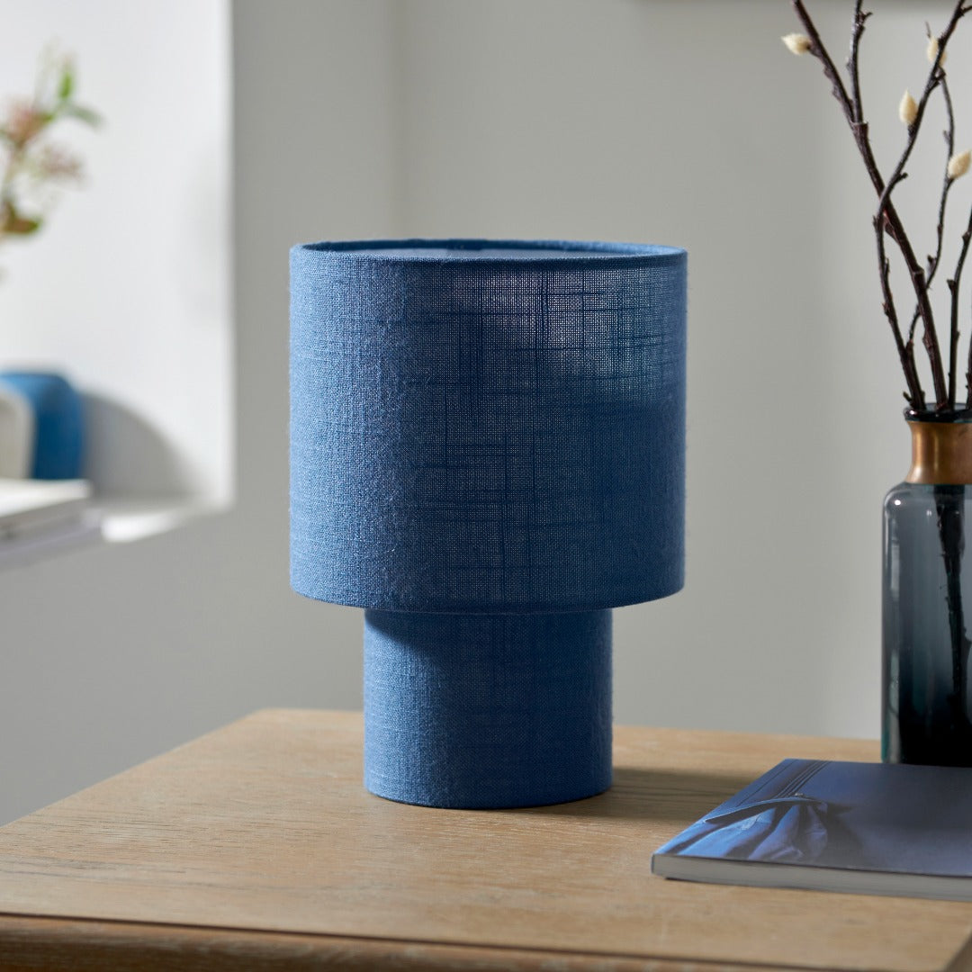 Buxton Navy Faux Linen Table Lamp